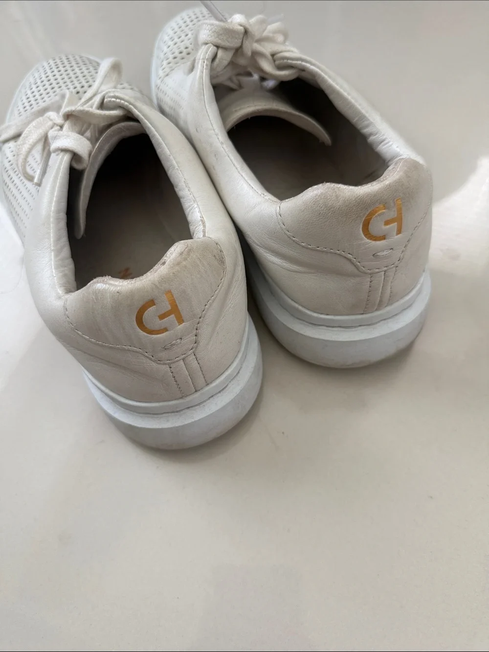 Cole Haan White Perforated Leather Sneakers